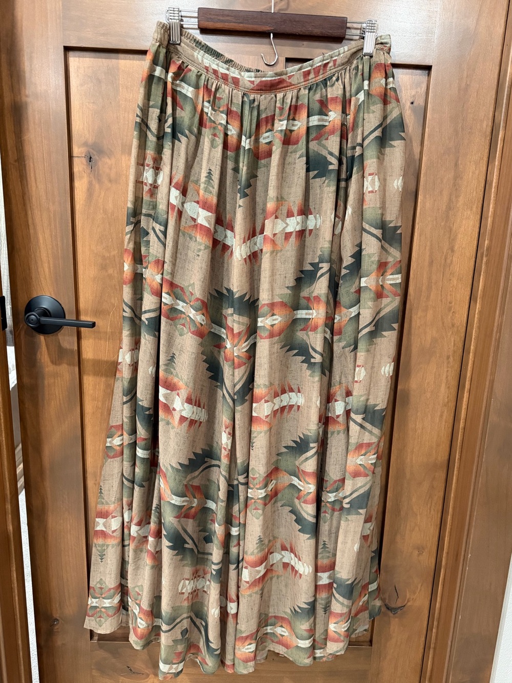 Tasha Polizzi Tribal Print Maxi Skirt in Tan, Olive & Rust